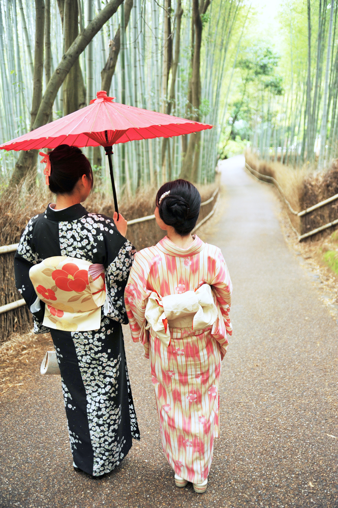Ladies wearing kimonos