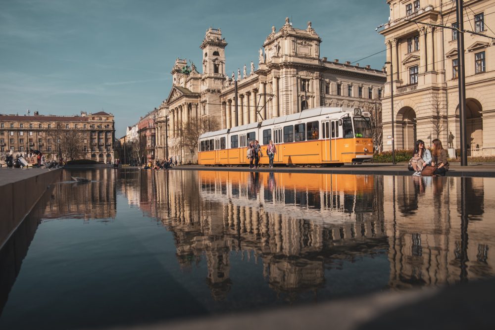 Tram along the Danube in Budapest