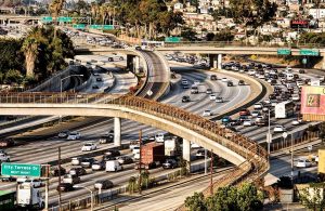a motorway traffic jam in LA