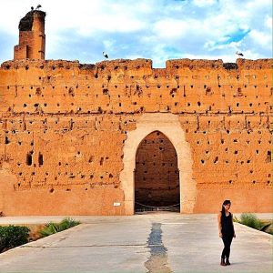 the outside wall of el badi palace marrakech