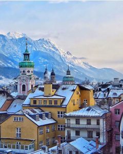 the city skyline with mountain backdrop in innsbruck austria