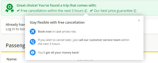 Free cancellation eDreams