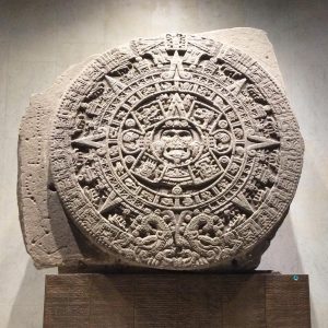 an ancient sundail at the museo nacional de antropologia in mexico city