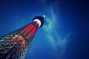 an illuminated sky tree in tokyo