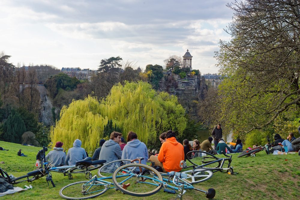 The best views in paris at the Parc des Buttes-Chaumont.