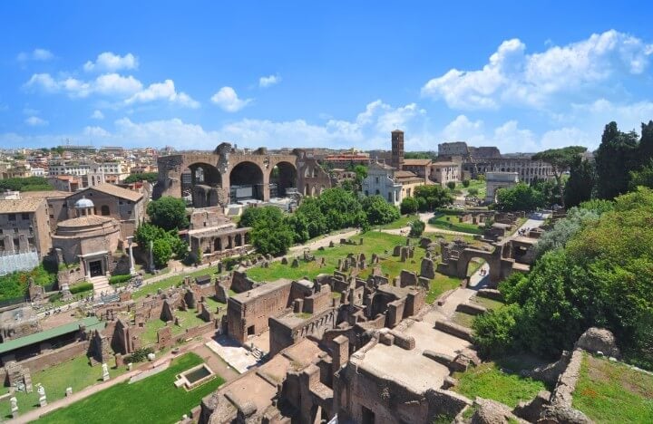view of the forum from the Palatine Hill in rome - italy