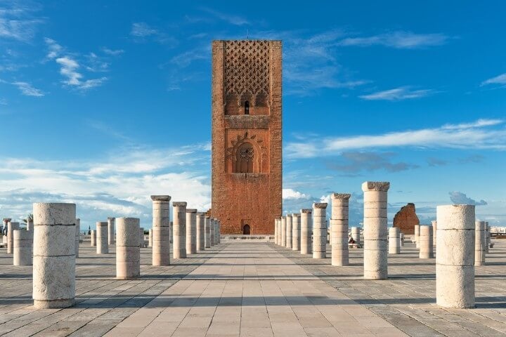 Hassan tower in rabat morocco