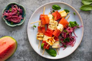 Halloumi and watermelon salad