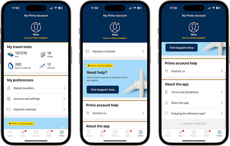 My Prime Area eDreams